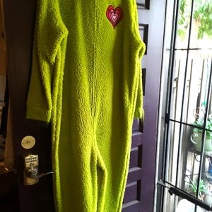 Dr Seuss Adult large Grinch one piece zip Halloween  costume stretchy